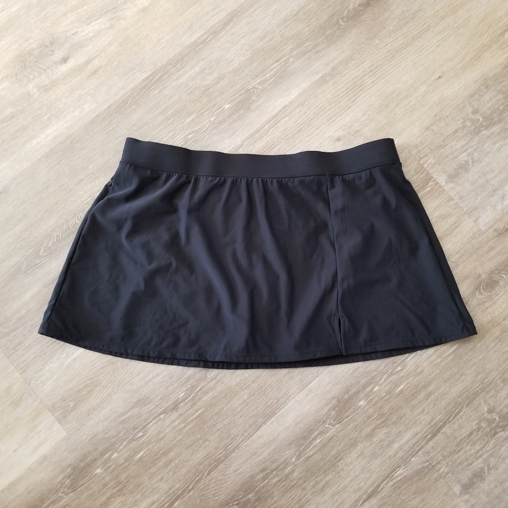 Aqua Green Black Swim Skort